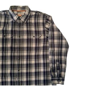 Magellan Outdoors Blue, Green, and White-Toned Checkered Shirt Size Large
